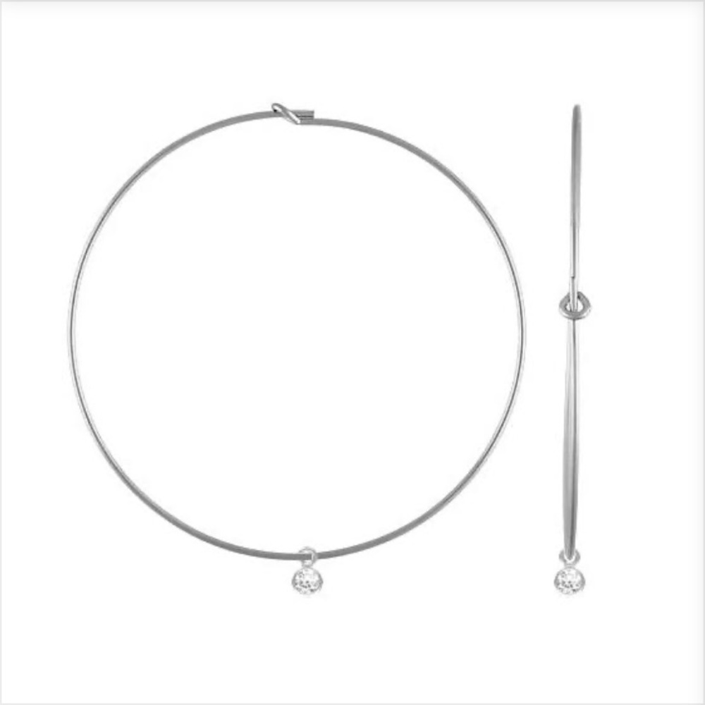 Sterling Silver Big Bezel Hoop Earrings